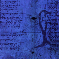 Ultraviolet image of a diagram from The Archimedes Palimpsest, found in the treatise Spiral Lines